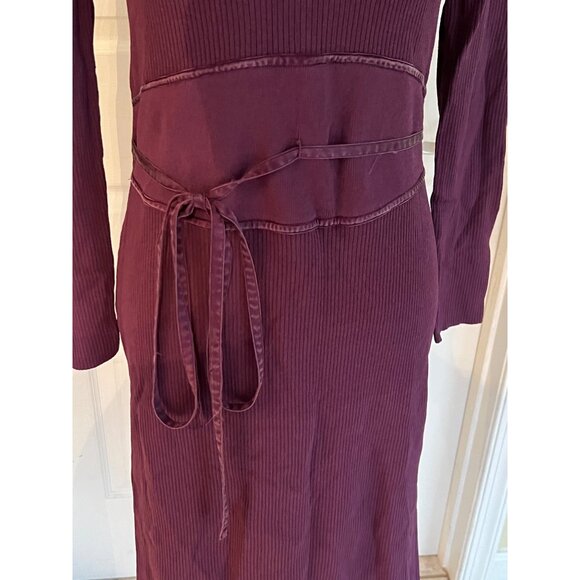 Spenser Jeremy Knit Dress Purple Ribbed Long Sleeve Bodycon Belt Career Office - Picture 4 of 9
